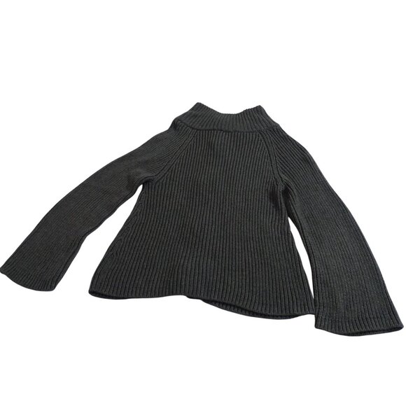 Vintage Talbots Gray Ribbed Toggle Cardigan Sweater Women Size L Fisherman - Picture 3 of 5